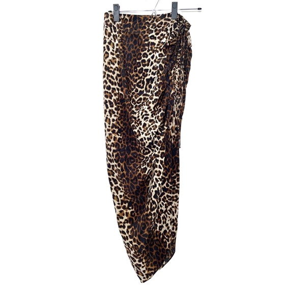 Veronica Beard Ari Silk Animal Print Side Ruched Midi Skirt - Picture 7 of 12